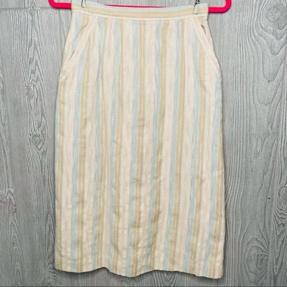 Vintage country suburban skirt pastel textured stripes retro 60s size 8 - Picture 3 of 5